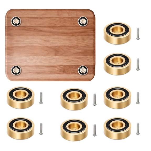 Guczhu Cutting Board Feet with Non-Slip Rubber Feet, Screws for Wood Cutting Boards, Anti-Slip Pads for Countertop, Gold