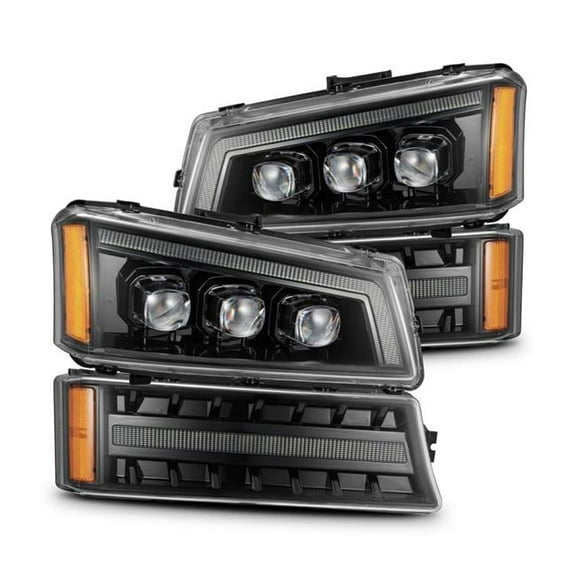 2003-2006 Chevy Silverado 1500-2500HD-3500HD-Avalanche Alpha NOVA LED Projector Headlights, Black