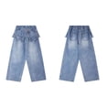 thumbnail image 5 of MuXiKeJi Clothes Wide Leg Jeans for Girls Faux Skirt Layered Soft Denim Pants Casual Daily Bottoms for Kids Girls Denim Pants, 5 of 8