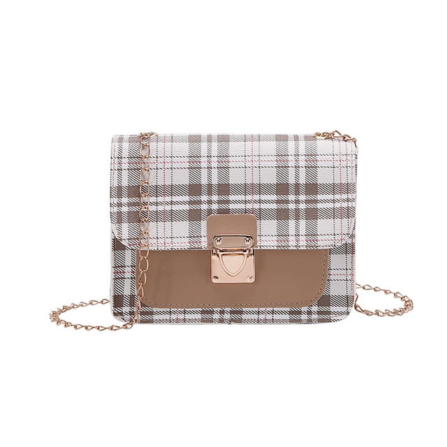 Bolsos de mujer Bolso cuadrado pequeño a cuadros Bolso bandolera con cadena de moda para mujer