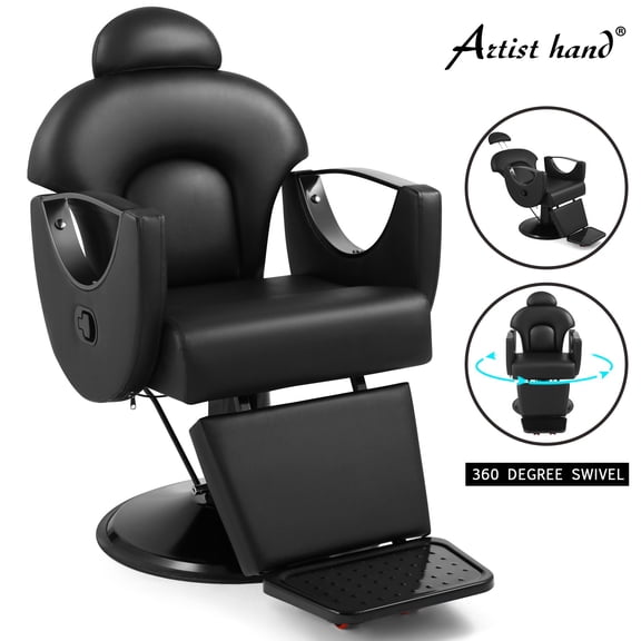 Artist Hand Black 360 Degree Swivel Reclining Barber Chair Heavy Duty Salon Chair
