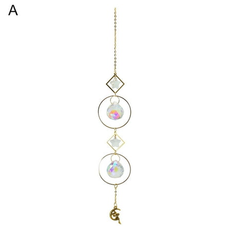 

LEZHAN Artificial Crystal Pendant Nice-looking Handmade Attractive Wind Chime Star Moon Sun Catcher Hanging Pendant for Household