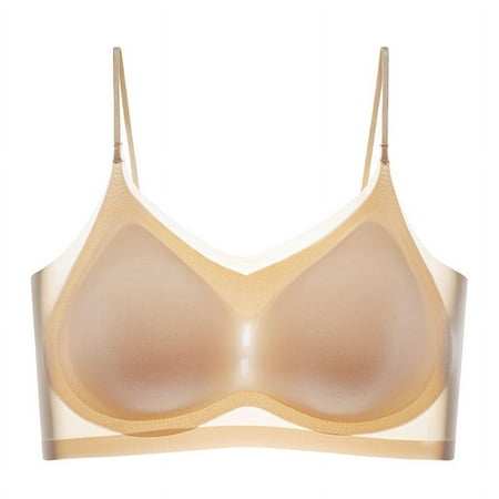 Summer thin Ice Silk Seamless Underwear Women s Thin Breathable Large Chest Small Sling Sleeping Bra skin colour
