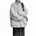 thumbnail image 3 of Men Jacket Solid Color Pockets Button -padded Clothes Three-dimensional Quilting Stand Collar -padded Clothes Coat with Pocket Gray XXXXXL, 3 of 4