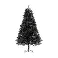 thumbnail image 2 of Black Unlit Artificial Xmas Tree, 6FT Premium PVC Hinged Branch Christmas Tree with Sturdy Metal Stand, Modern Holiday Décor for Home, Office, or Halloween Party, 2 of 8