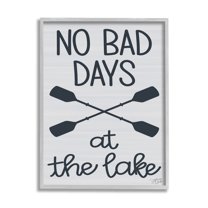 Stupell No Bad Lake Days Crossed Oars Landscape Painting Gray Framed Art Print Wall Art