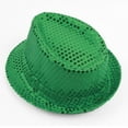 thumbnail image 5 of NoxwB Men's Vintage Sequins Bling Fedora Hat Sparkle Shining Bucket Cap Hat Army Green 58CM, 5 of 5