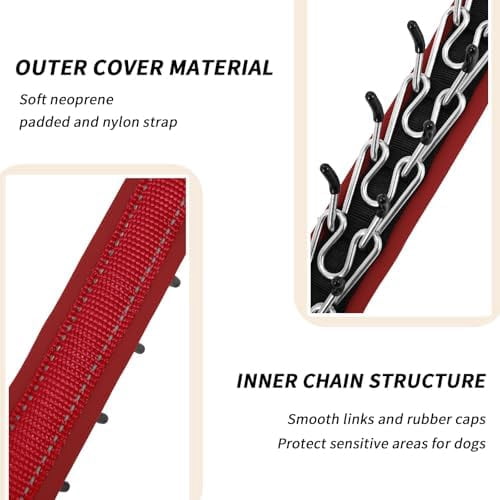 No Pull Martingale Dog Collar for Large Medium Small Dogs, Heavy Duty Nylon Reflective Adjustable Anti Pull Slip Collar with Buckle for Training Walking M Red