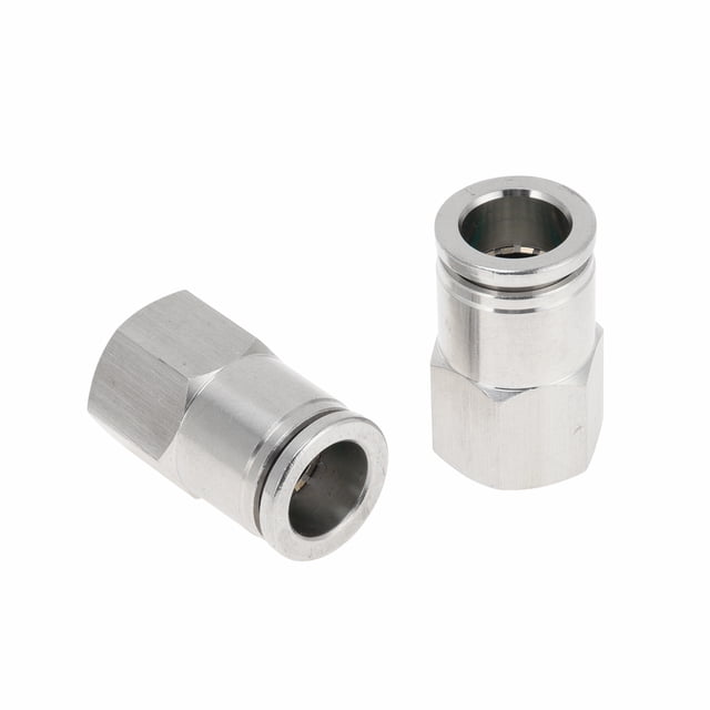 Conectores de aire de 1/2" hembra para manguera, 2 piezas, acero inoxidable 304, tono plateado, BSPT de 3/8"