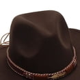 thumbnail image 4 of Staki Kids Western Hats Boys Girls Cowboy Felt Hat Jazz Cowgirl Hats with Belt Buckle(Coffee,3-8 Years), 4 of 4