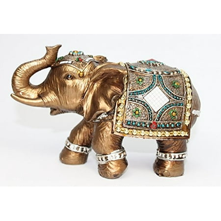 Feng Shui Brass Color 6 inch Elegant Elephant Trunk Statue Wealth Lucky Figurine Home Decor (Best Feng Shui Tips For Wealth)