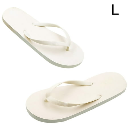 

1 Pair Women Flop Summer Beach Pool Party Non- for slip Slipper Girl Open Toe Flat beige L