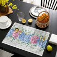 thumbnail image 3 of Blue Pink Hydrangea Placemats Set of 6, Eucalyptus Leaves Wooden Summer Botanical Placemats for Dining Table, Place Mats for Kitchen Tabletop, Waterproof Wipeable Dining Table Mats Set, 3 of 9