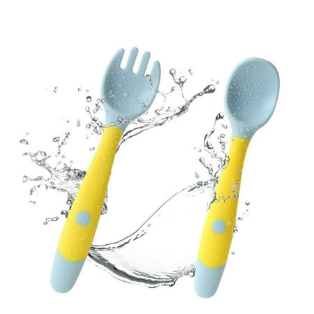 

Toddler Utensils Baby Spoons Angle Head Lightweight Holding Utensils for Baby Good Habit Eating Training Green