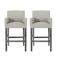 thumbnail image 2 of Noble House Deville Fabric Upholstered Wood 30.5 inch Barstools, Set of 2, Light Gray and Gray, 2 of 8