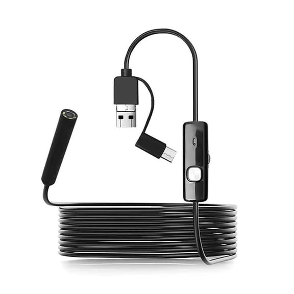 Industrial Endoscope with HD Borescope Camera, 8 LED Adjustable Lights Semi Rigid Hardwire Cable IP67 Waterproof, for Android Smartphone iOS Tablet Inspection Tool