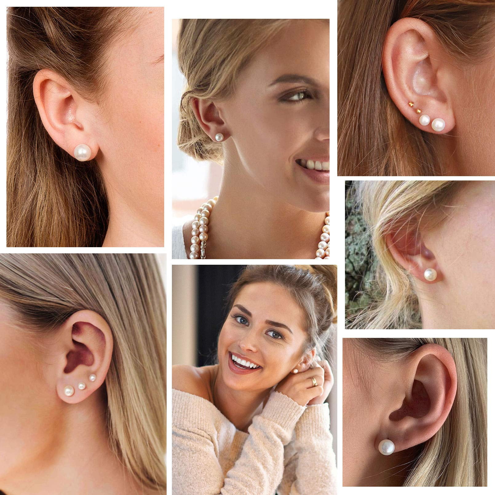 ChicSilver 6mm Sterling Silver Handpicked AAA+ Quality Freshwater Cultured Stud Pearl Earrings for Women