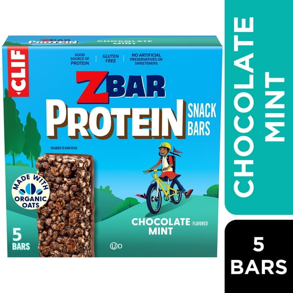 Zbar Protein Chocolate Mint Flavor Crispy Snack Bars, Gluten Free Protein Bars, 5ct