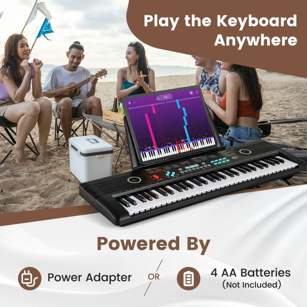 Canddidliike 61 Key Electric Portable Digital Keyboard Piano, Electronic Piano for Beginner, Black