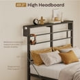 thumbnail image 3 of Bestier Full Size Bed Frame with LED Headboard & Charging Station, Metal Platform Bed with 15.7'' Large Under Bed Storage, Black, 3 of 10
