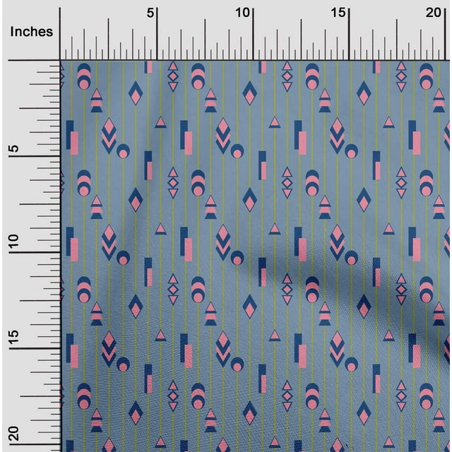 oneOone Georgette Viscose Fabric Stripe & Geometrical Shapes Geometric Printed Craft Fabric BTY 42 Inch Wide