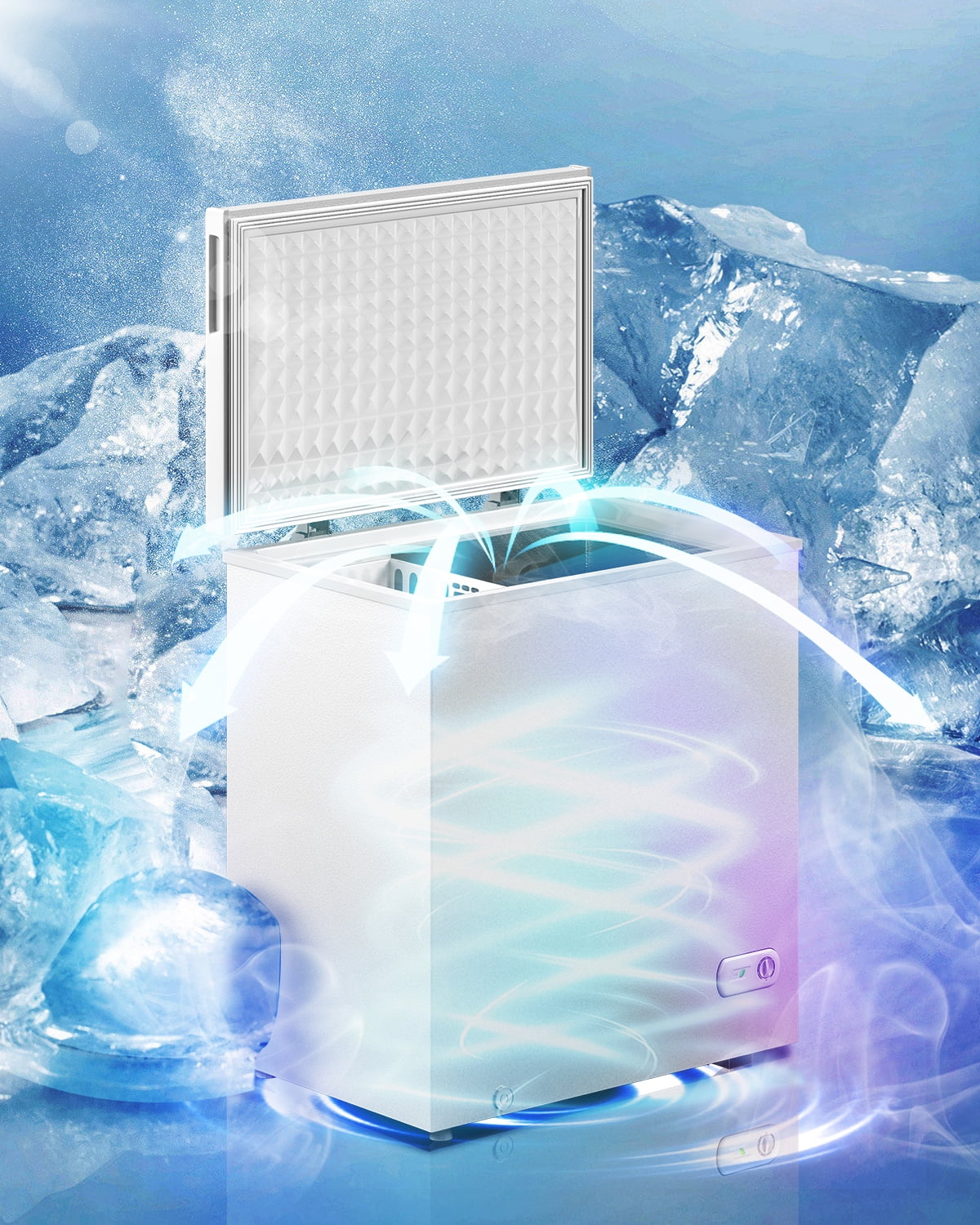 Muhub 10.0 Cu Ft Chest Freezer, Deep Freezer with Removable Baskets, Adjustable Temperature,White