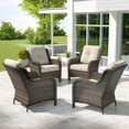 thumbnail image 5 of Meetleisure 4 Piece Wicker Patio Furniture Set, Rattan Chairs with High Back, Deep Seating, Wide Armrest, Thick Cushions for Deck Porch, Beige, 5 of 9