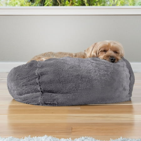 FurHaven Round Plush Ball Dog Bed - Small, Gray Mist