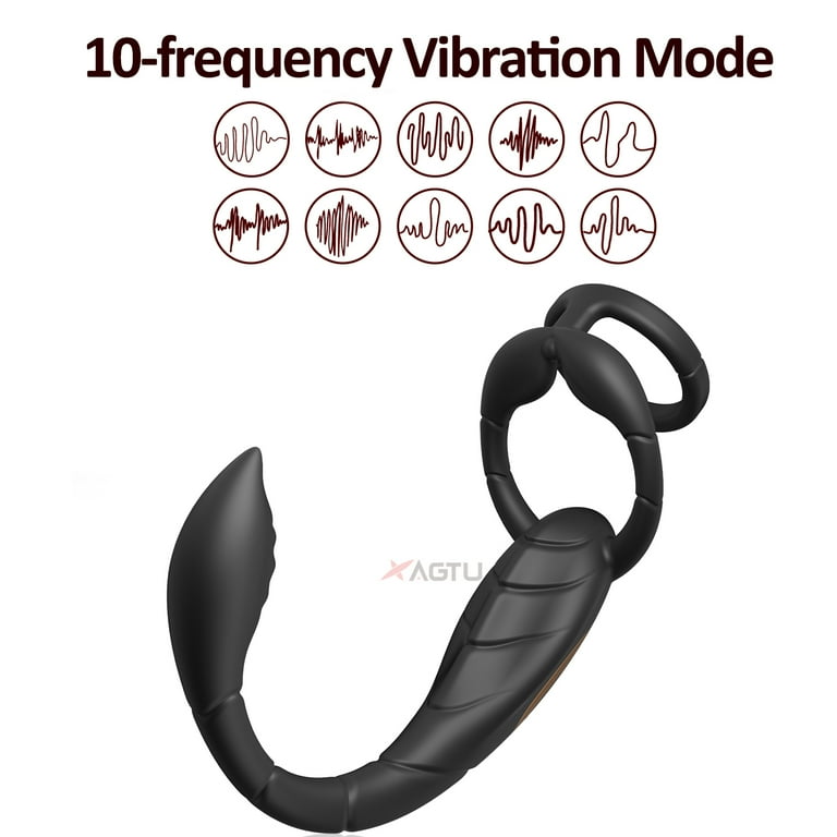 Xbonp 10 Vibration Modes Vibrating Penis Ring with Mini Prostate Massager,  Men Vibrators Sex Toys