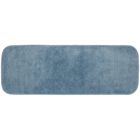 Garland Rug Essence Bath Rug, 22"x60", Basin Blue - Soft Stripe Design, Non-Slip Backing, Made In USA