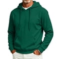 thumbnail image 2 of Resicozy Hoodies for Men Long Sleeve Solid Color Hooded Sweatshirts Casual Fall Spring Track Jackets with Pocket Dark Green L, 2 of 6