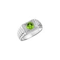 thumbnail image 4 of RYLOS Men's Ring Sterling Silver Ring, 7MM Round Shape Gemstone Designer Style Rings Peridot August Birthstone Rings Silver Size 13, 4 of 7