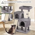 thumbnail image 7 of CL.HPAHKL Modern Small Cat Tree Tower with Dual Condos, 36 Inches Cat Tower with Scratching Post Multi-Level Cat Furniture Condo with Ramp for Indoor Cats Cat Cave Beds for Kittens, Ashy, 7 of 7