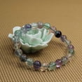 thumbnail image 3 of Natural AA Clear Fluorite Gemstone 8mm Round Beads Stretch Bracelet 7" Unisex, 3 of 5