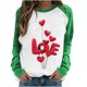thumbnail image 1 of Día de San Valentín Moda Mujer Casual Manga larga O-cuello Patchwork Impreso Señoras Tops Pompotops  gfhjh15840, 1 of 4