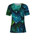 thumbnail image 4 of Tops de Ajuste Suelto para las Mujeres Sudadera Casual Impresa Manga Corta Cuello Redondo Superior, Poliéster, 4 of 4