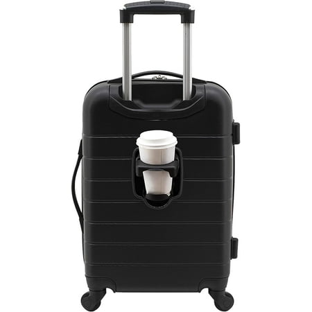 Size 20 Black Wrangler Smart Luggage Set with Cup Holder and USB Port, Black, 20-Inch Carry-On