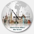thumbnail image 1 of DesignArt There is no place like home World Tour Large Wall Clock, 1 of 2