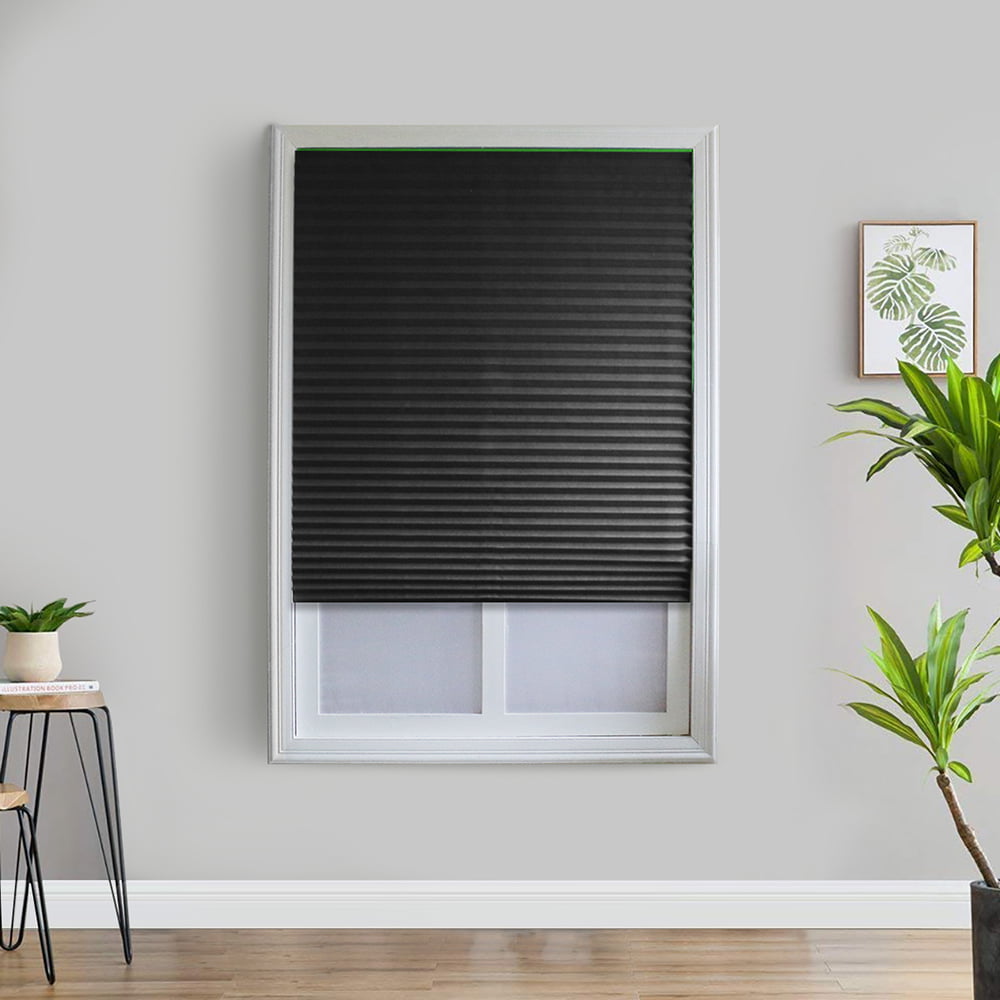 Paper Window Blinds Black Out Pleated Sun Shade Pull Down Vinyl 36x75 Inch Room 