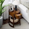 thumbnail image 4 of Costway Side End Table with Drawer Storage Shelf Classic Accents Nightstand Walnut Elliptical, 4 of 10