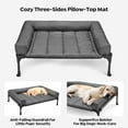 thumbnail image 3 of Cooling Elevated Dog Bed + Waterproof Removable Pillow-Top Mat, Bolster Dog Cot Bed, Raised Pet Cot with Breathable Mesh, No-Slip Feet, Dog Sofa Bed for Indoor & Outdoor, XLarge, Black Silver, 3 of 7
