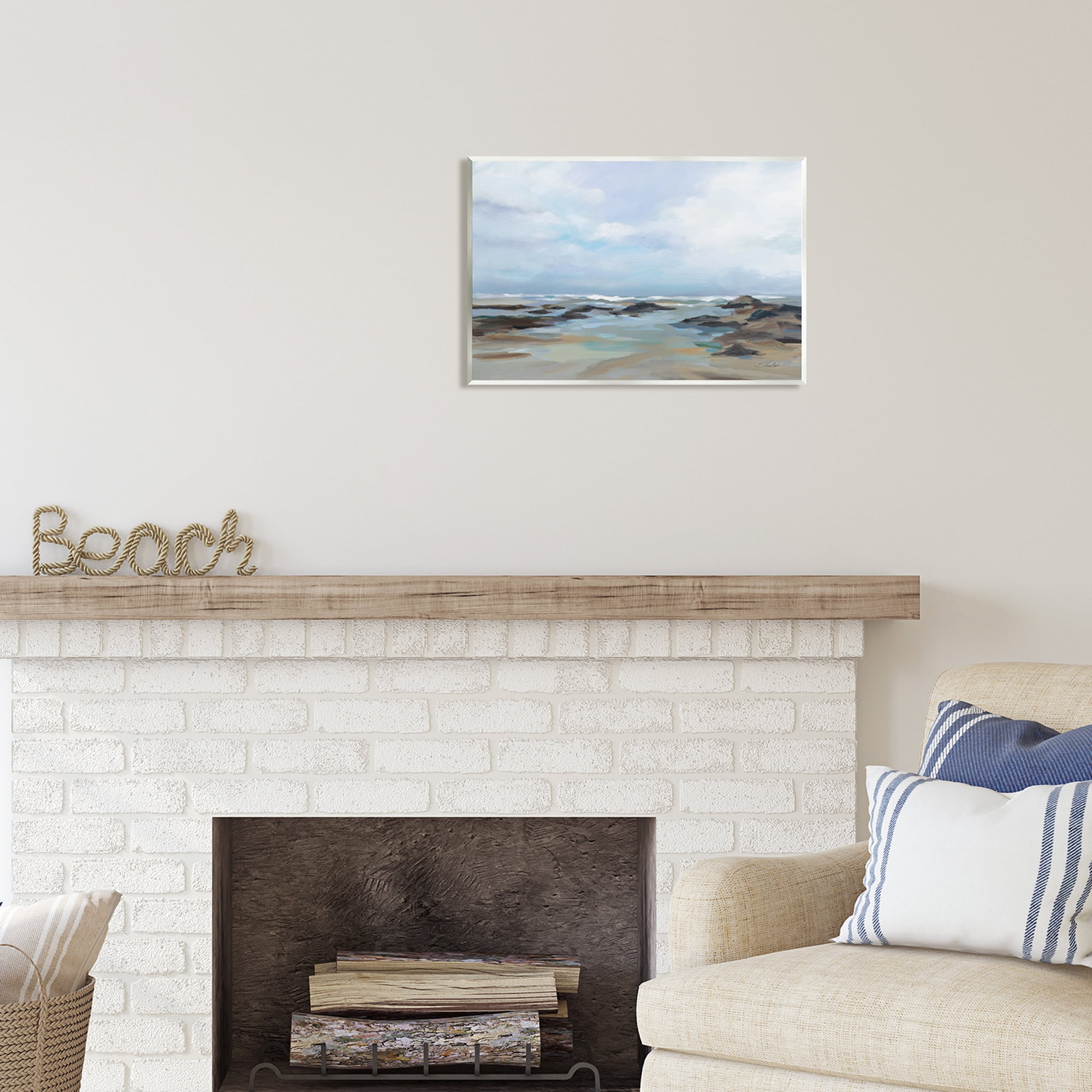 Stupell Industries Morning Beach Painting Nature Painting Unframed Art Print Wall Art, 19 x 13