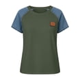 thumbnail image 5 of Going Out Tops for Women Casual Crew Neck Short Sleeve Shirts Block Color Dressy Blouses Summer Clothes, 5 of 5