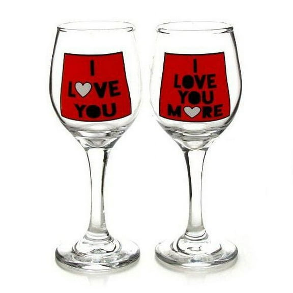 I  LOVE YOU Valentine WINE GLASS SET