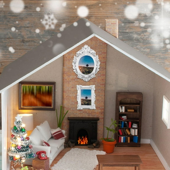 HOMEMAXS  12 Pcs Picture Frames for Mini Houses Resin Photo Office Silver