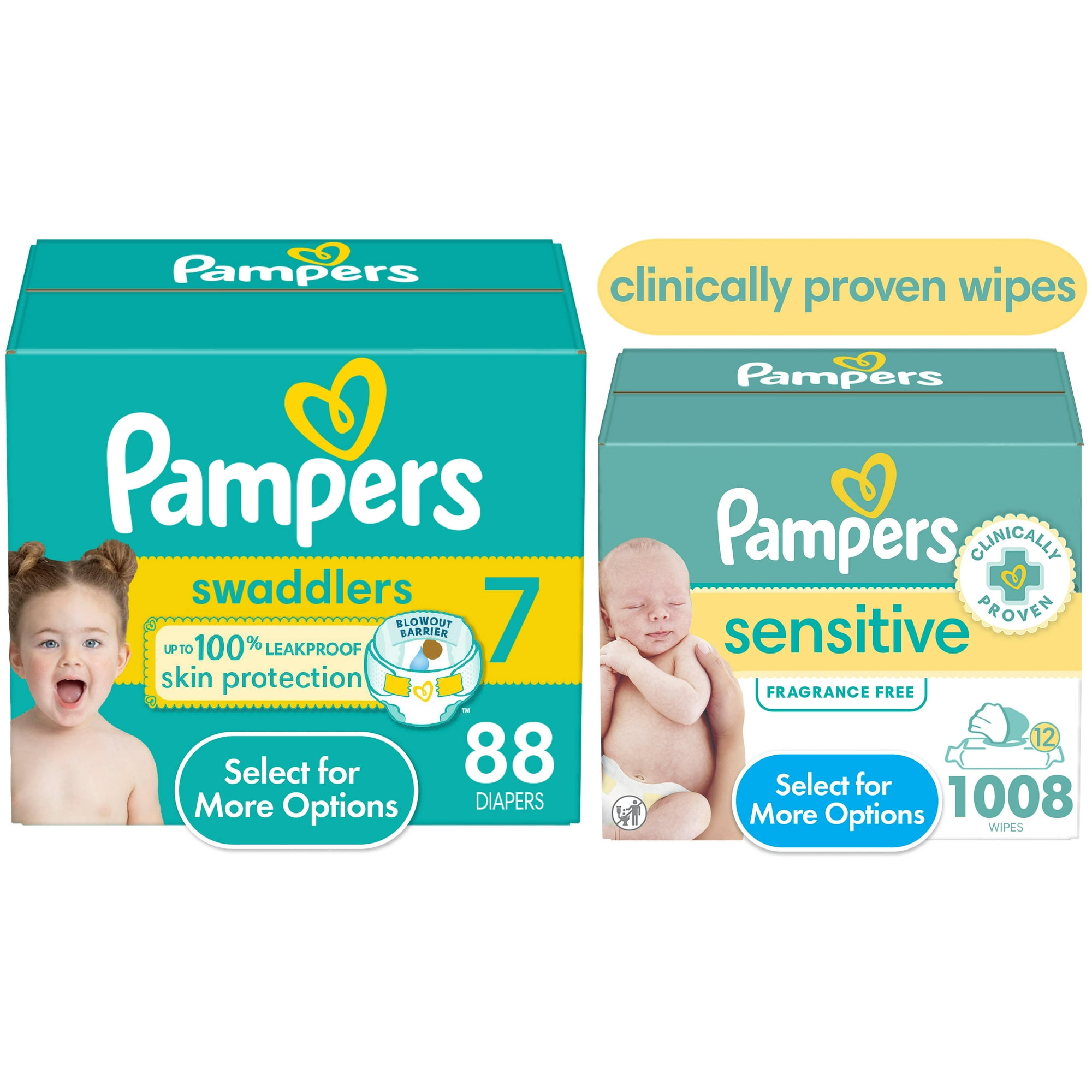 Pampers Swaddlers/Sensitive Wipes Bundles Size 7