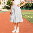 thumbnail image 2 of SAWOBUUN Girls' Pleated Midi Skirt Casual A Line High Waist Skirt School Uniform Back to School Skirt, 2 of 9