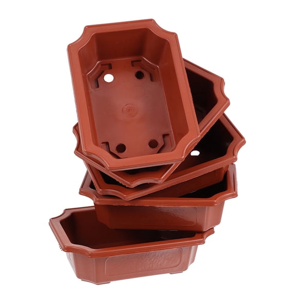 Raindrops 5Pcs Dark Red Plastic Planters for Indoor Plants with Drainage Holes 7.3x5.5in