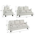 thumbnail image 3 of 3 Piece Living Room Sofa Set, 3-Seat Sofa Couch and Loveseat & Armchair Set, Sectional Sofas Couch, Gourd Shapes Wood Legs Couches Sets for Living Room/Apartment, Beige, 3 of 9