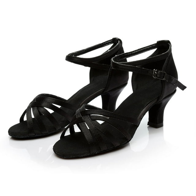 WIZUTIZ Chaussures de Danse Latine de Salon Rumba Valse Mode Colorée pour Femmes Sandales Noires Nouvel An